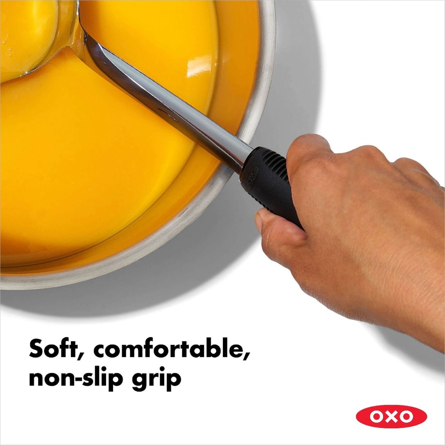 This shiny kitchen sidekick features ambidextrous pouring spouts that make both lefties and righties feel like VIPs while directing liquid with sniper-like precision. The clever angled head keeps your soup from plotting an escape during the scoop-to-bowl journey, while the non-slip handle clings to your hand like a koala to a tree - even when things get splashy!