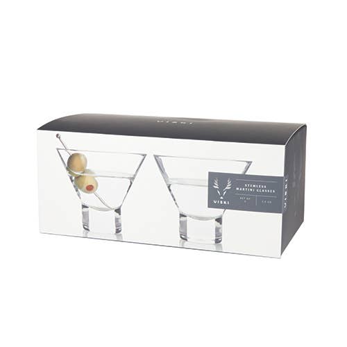 Viski’s stemless martini glasses offer a glamorous, modern take on cocktail presentation, perfect for elevating any gathering. Known for sophistication and expert craftsmanship, Viski curates high-end glassware, barware, and wine accessories designed to enhance your entertaining.