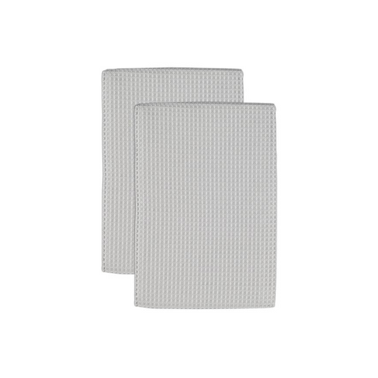 Upgrade your cleaning arsenal with our Waffle Weave Towel Set in Storm Gray, featuring two generously sized 17” x 25.5” microfiber towels.