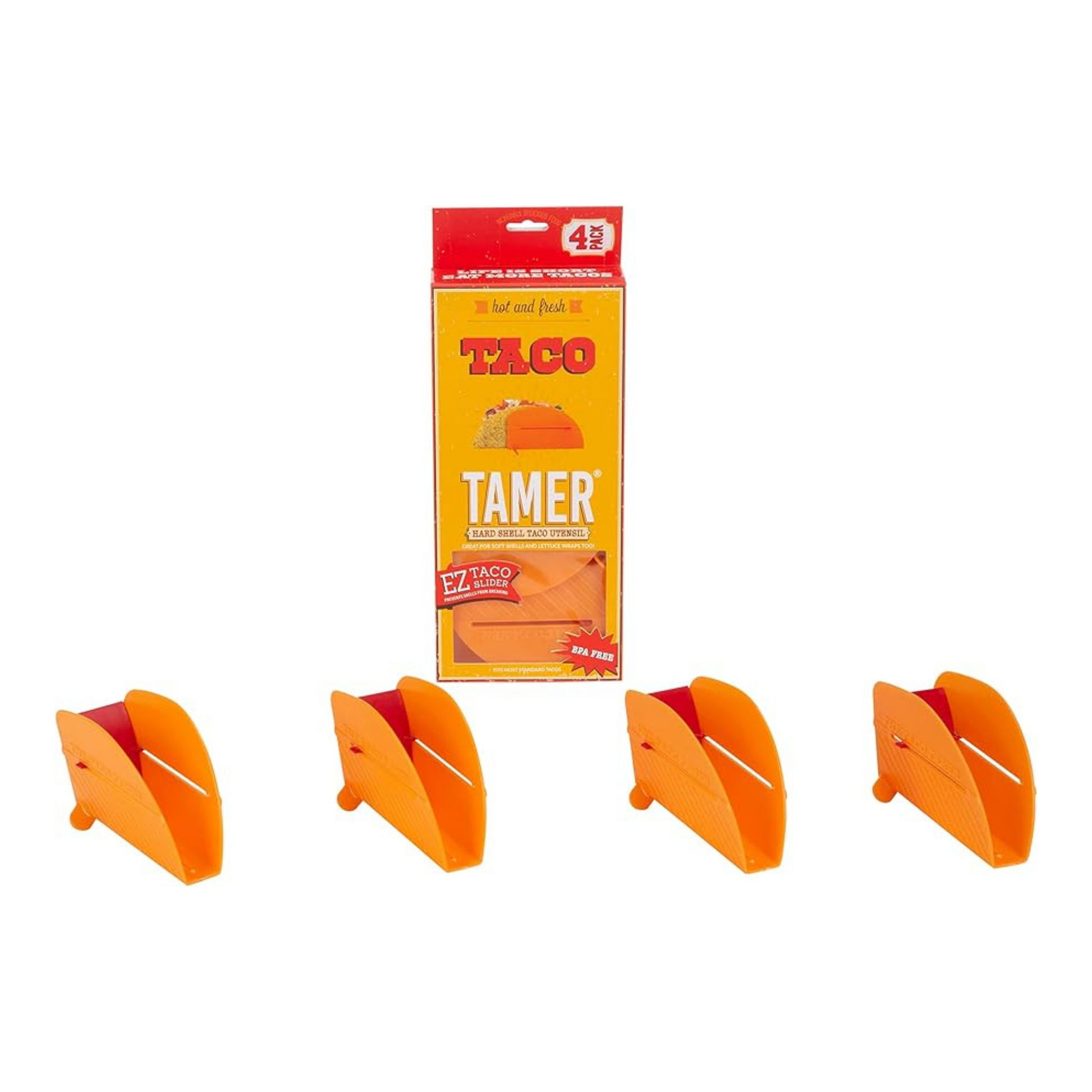 This set of four taco tamers is designed to keep your tacos perfectly in place while you load them up with all your favorite fillings. No more taco shells tipping over or falling apart—these tamers keep everything in line, so you can enjoy your meal without the mess.