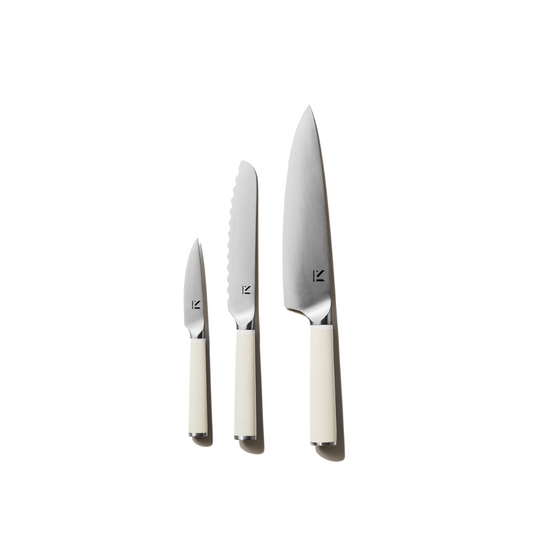 Just the right size, just the right weight, just what you need. A trio of high-performance knives, made from cryogenically-tempered Japanese stainless steel and high carbon making them meticulously sharp and incredibly resilient. With a matte, stain-resistant handle, you’ll want to show these off (The Stand can help).
