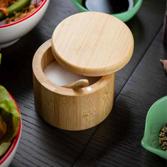 Bamboo Salt Box with Spoon