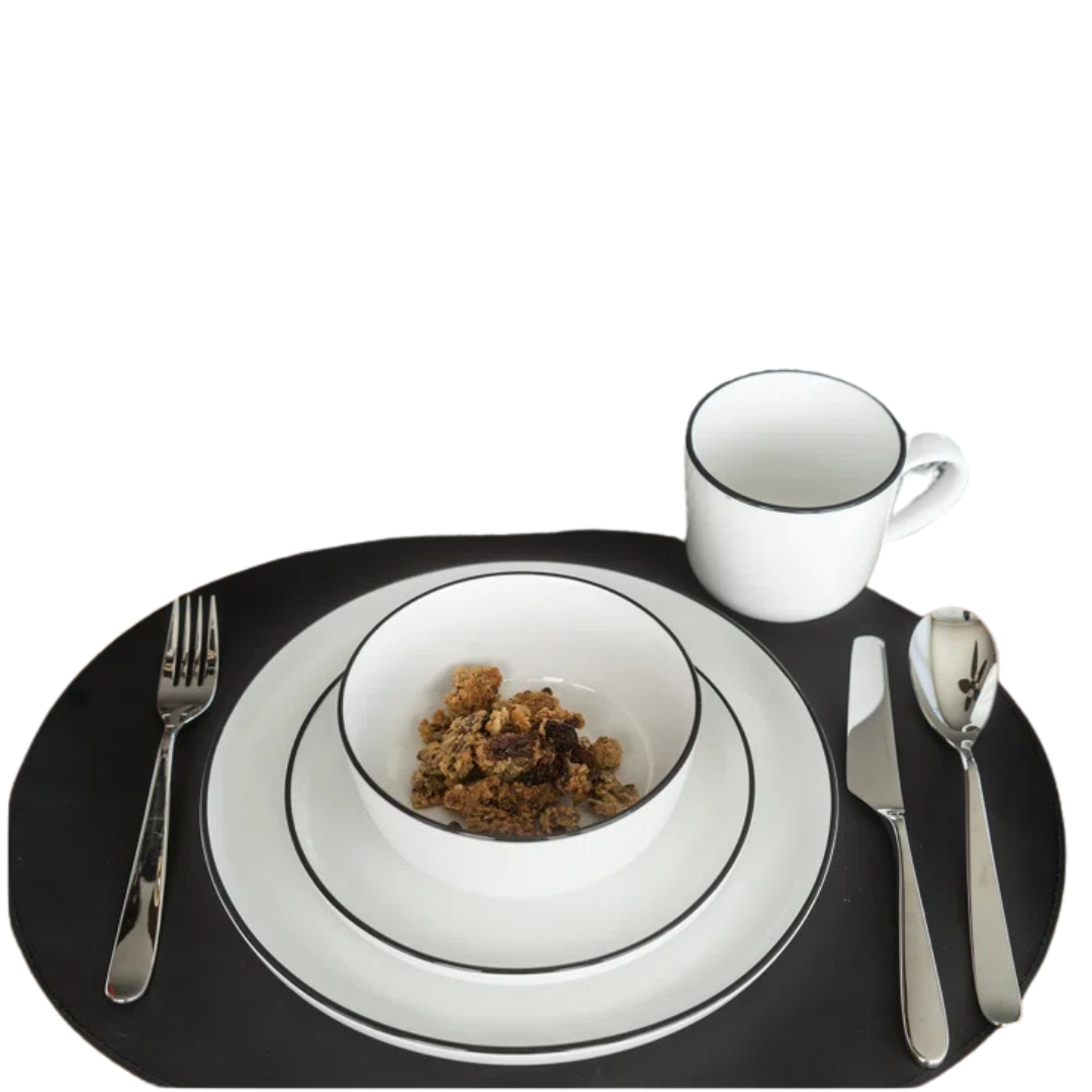 Stackable Black Rim Dinner Plate