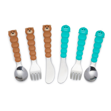 There is nothing messier than a toddler self-feeding, but if your little one is covered in apple sauce from head to toe, they may as well have fun doing it! Our colorful bulldog, and shark, and bear spoon and fork sets are fun and encourage independent self-feeding and the development of fine motor skills. Great for use at home, school, or on the go!