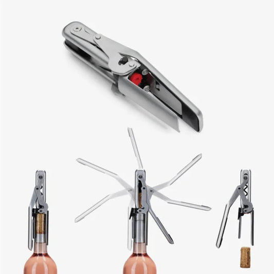 With its unique automatic mechanism, this sleek wine opener removes and ejects corks in one smooth motion, no struggling required. The Teflon-coated corkscrew works like a charm on both natural and synthetic corks, while the built-in stainless steel foil cutter stays sharp for years of seamless uncorking. Ultra-compact and perfect for waiters, picnics, or your kitchen drawer,