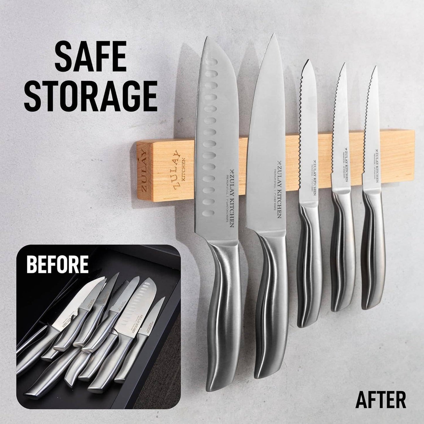 Magnetic Knife Holder - Maple