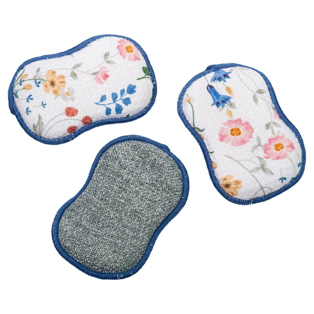 Reusable Sponges (Set of 3) - Multicolor Serenity Floral