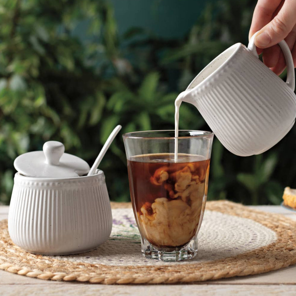 White Speckled Sugar Pot