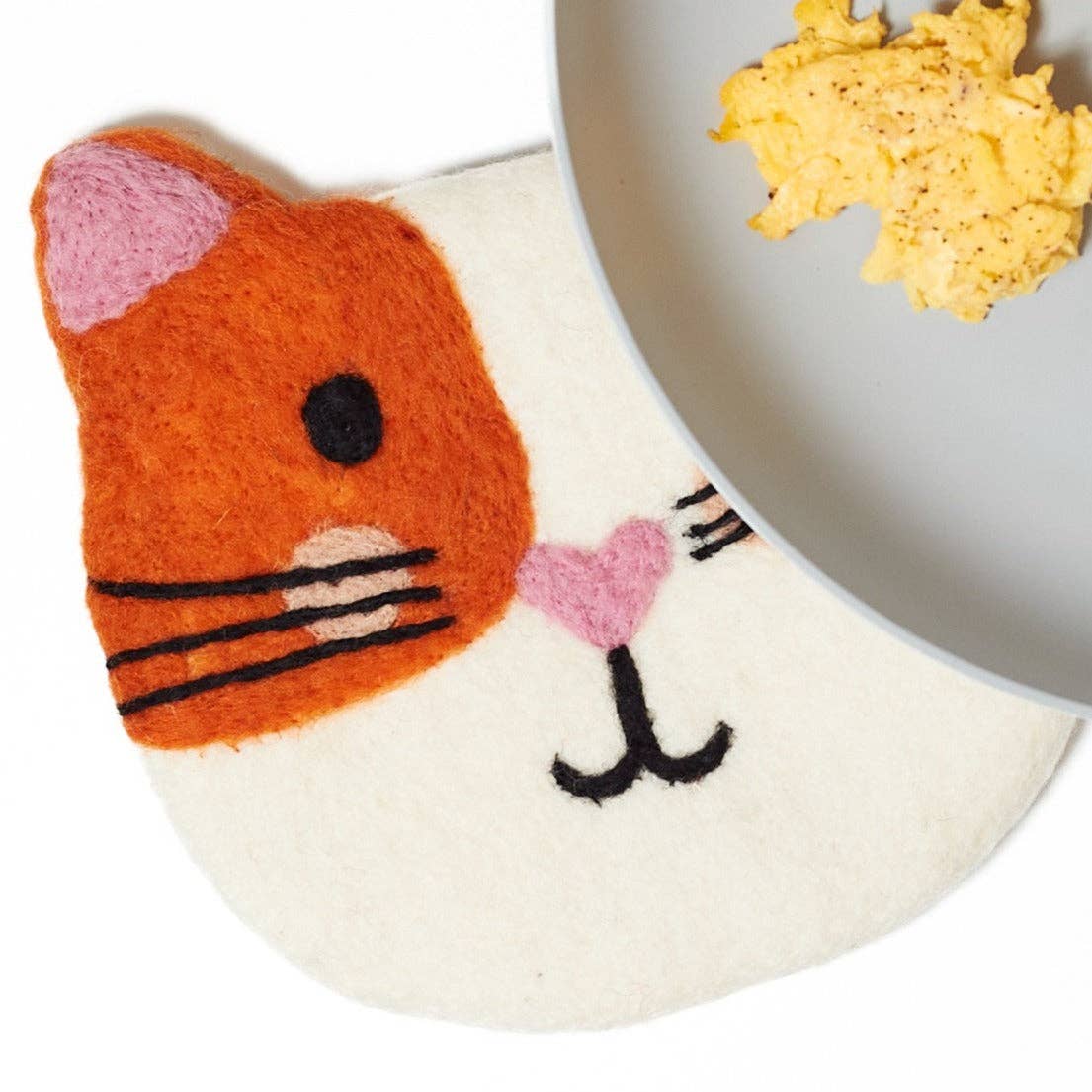Wool Trivet - Cat: Orange