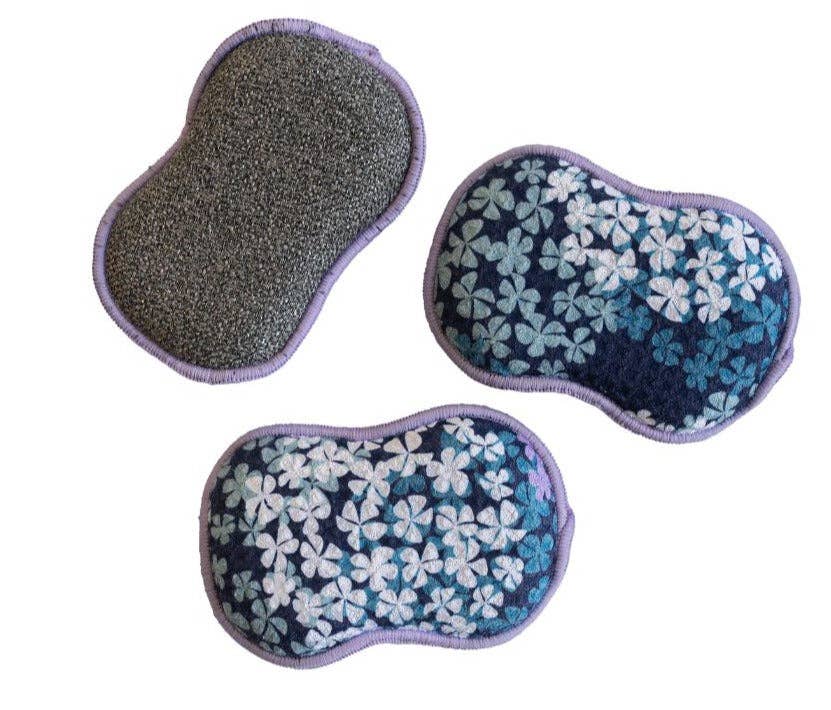 Reusable Sponges (Set of 3) - Navy Hydrangea