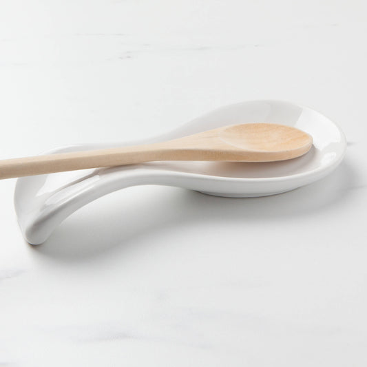 White Stoneware Spoon Rest