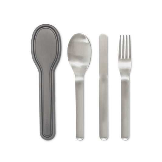 Stainless steel travel cutlery set comes with a fork, spoon, knife, and travel case that safely and snugly keeps your cutlery in one place! Dishwasher safe and perfect for the office, lunch bag to go, picnic or any other adventure.