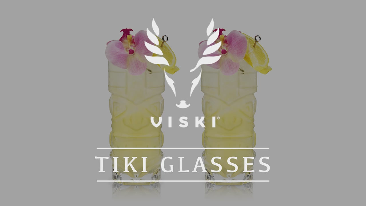 Take tiki to the next level. Tropical cocktails are positively luminous in these glasses, evoking the lush vibrancy that tiki drinks are known for. Enjoy with classics like the iconic Mai Tai, or mix up something new and trendy. This set is suitable for any cocktail you would serve in a large highball glass. With an ideal weight and feel, this set of ornate cocktail glasses feels as good in your hand as they look on your bar.
