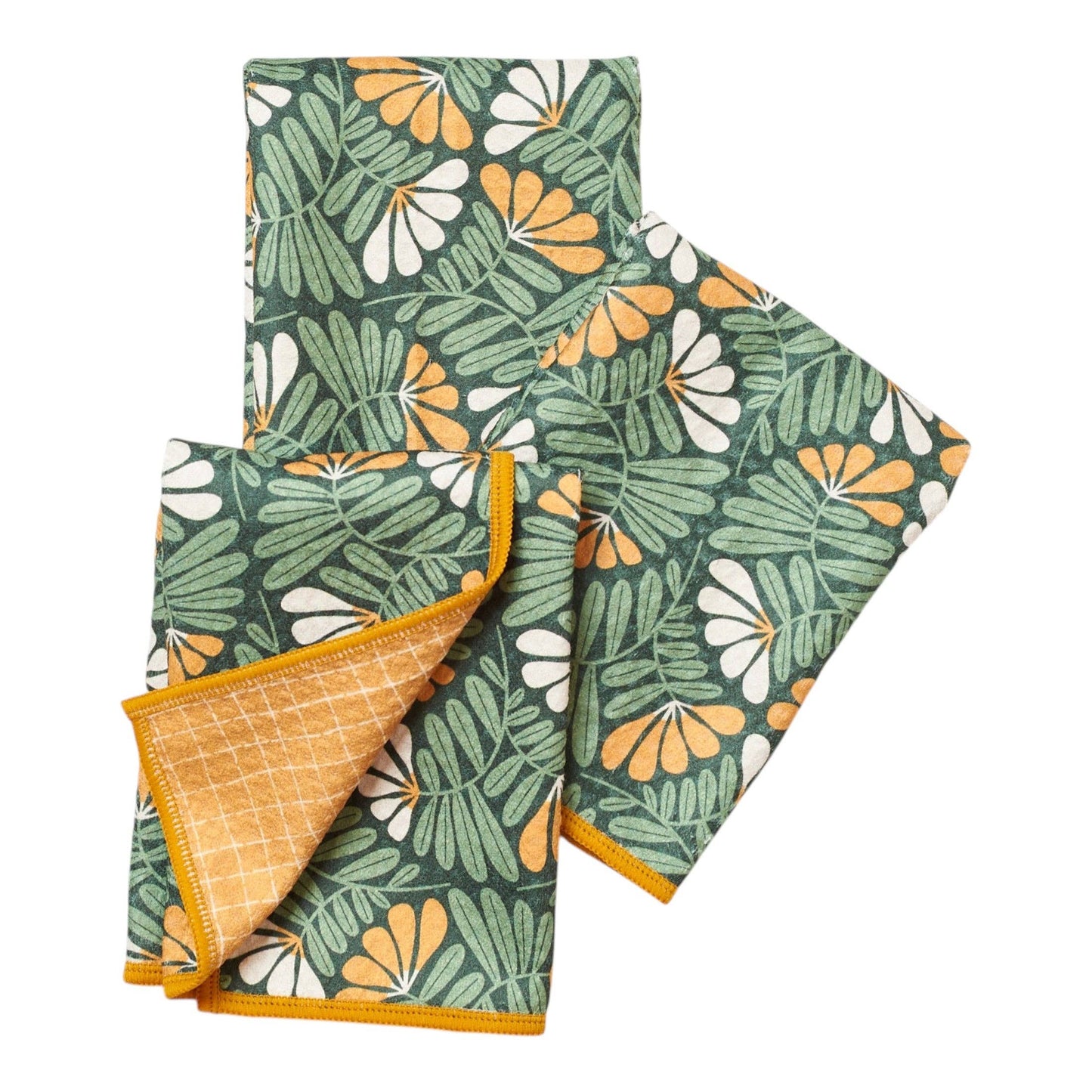 Mighty Mini Towels (Set of 3) Reversible - Fall Flower: Rifle Green