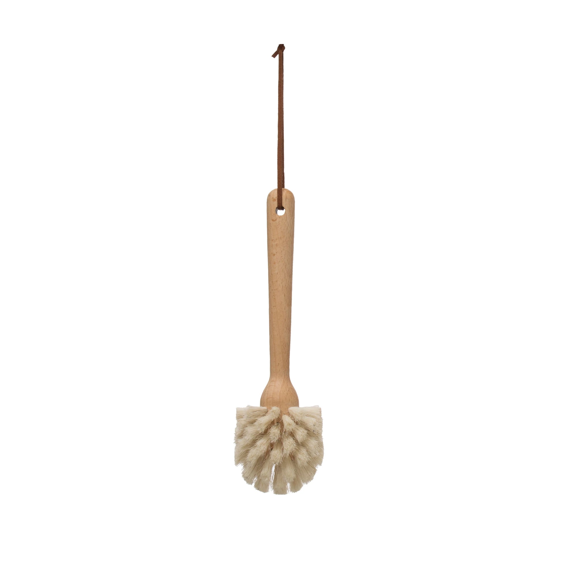 Beech Wood and Horse Hair scrub brush from Creative Co-Op with a leather hanging strap