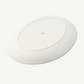 A glossy white ceramic plate shown from a top-down perspective on a clean white background.