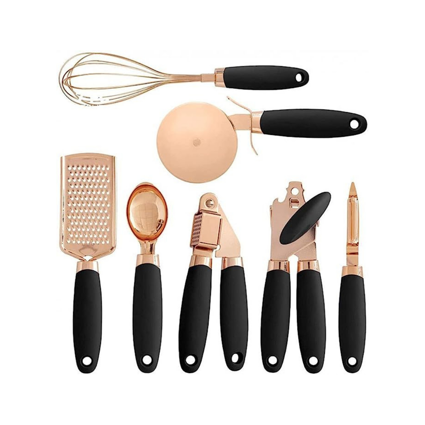 Rose Gold Gadget Set - Black - 7 Piece Set