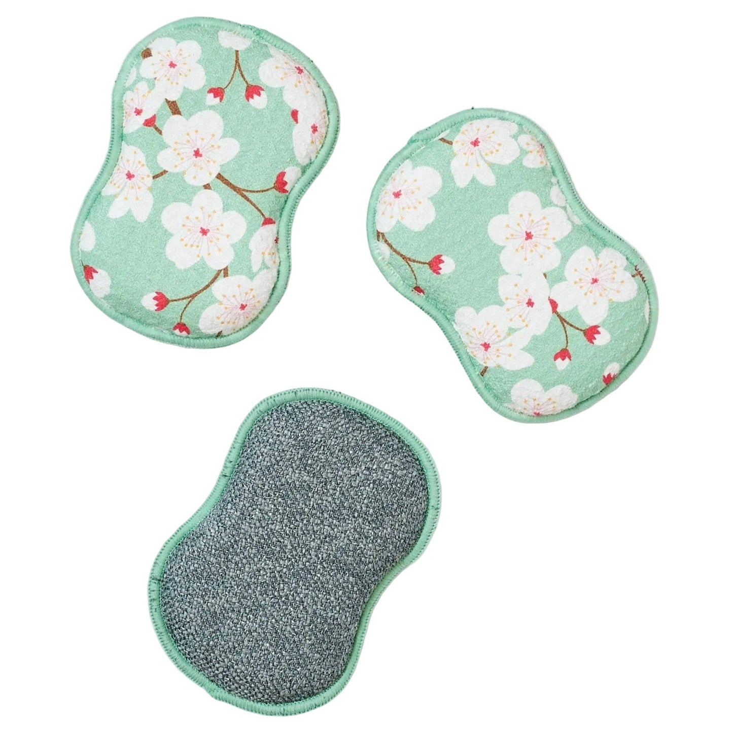 RE:usable Sponges (Set of 3) -  Cherry Blossom: Meadow Green