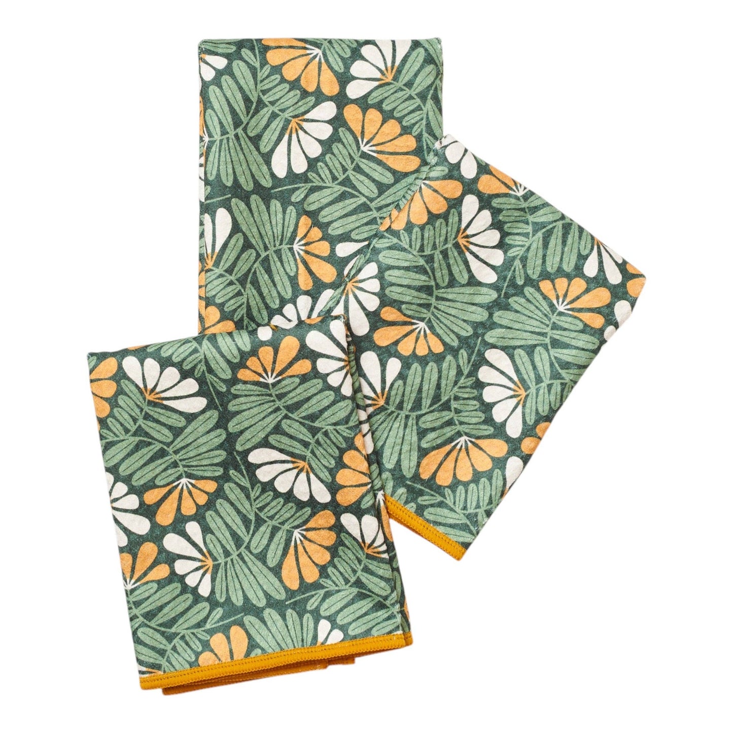 Mighty Mini Towels (Set of 3) Reversible - Fall Flower: Rifle Green