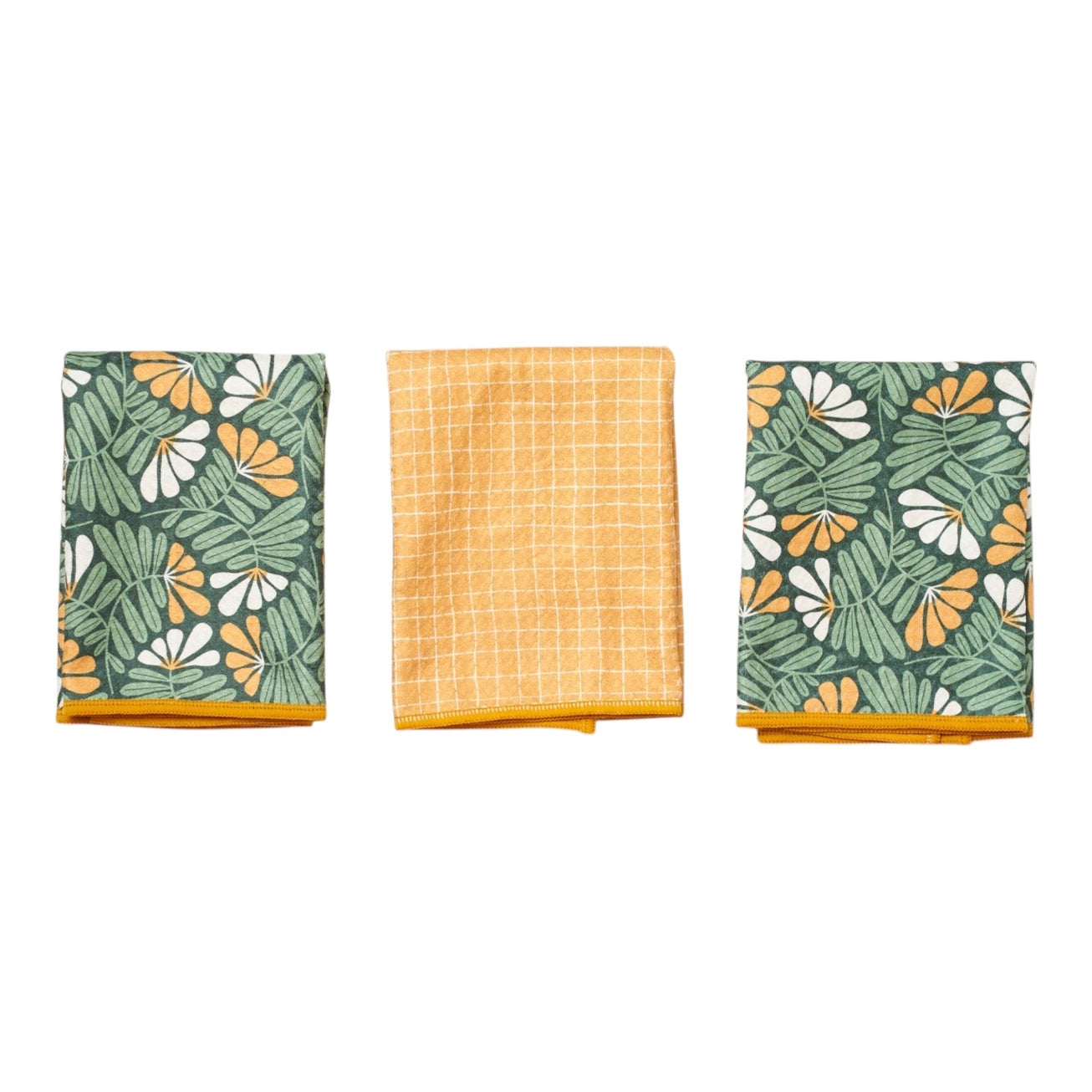 Mighty Mini Towels (Set of 3) Reversible - Fall Flower: Rifle Green