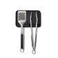 Elevate your grilling experience with the OXO Good Grips 3-Piece Grilling Tool Set, essential for grillers of all skill levels. This thoughtfully designed collection includes scalloped-edge Tongs with an integrated bottle opener for convenient refreshments, a Turner with a double-bend design for superior leverage when flipping heavy foods, and an innovative Tool Rest that provides a heat-resistant surface with a specialized tong holder for one-handed operation. 