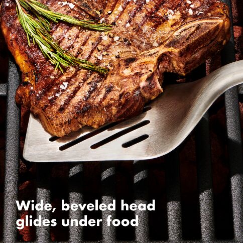 Elevate your grilling experience with the OXO Good Grips 3-Piece Grilling Tool Set, essential for grillers of all skill levels. This thoughtfully designed collection includes scalloped-edge Tongs with an integrated bottle opener for convenient refreshments, a Turner with a double-bend design for superior leverage when flipping heavy foods, and an innovative Tool Rest that provides a heat-resistant surface with a specialized tong holder for one-handed operation. 