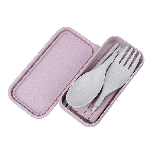 Mini Biodegradable Wheat Straw Cutlery Set - Pink