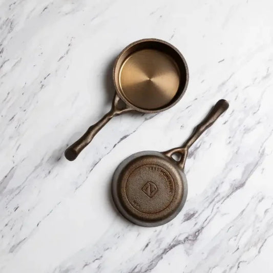 Wonderfully cute, but worth taking seriously. These little egg pans are workhorses in the kitchen. Whether toasting seeds, melting butter, or searing a burger patty; they’re everything you need, and nothing you don’t.