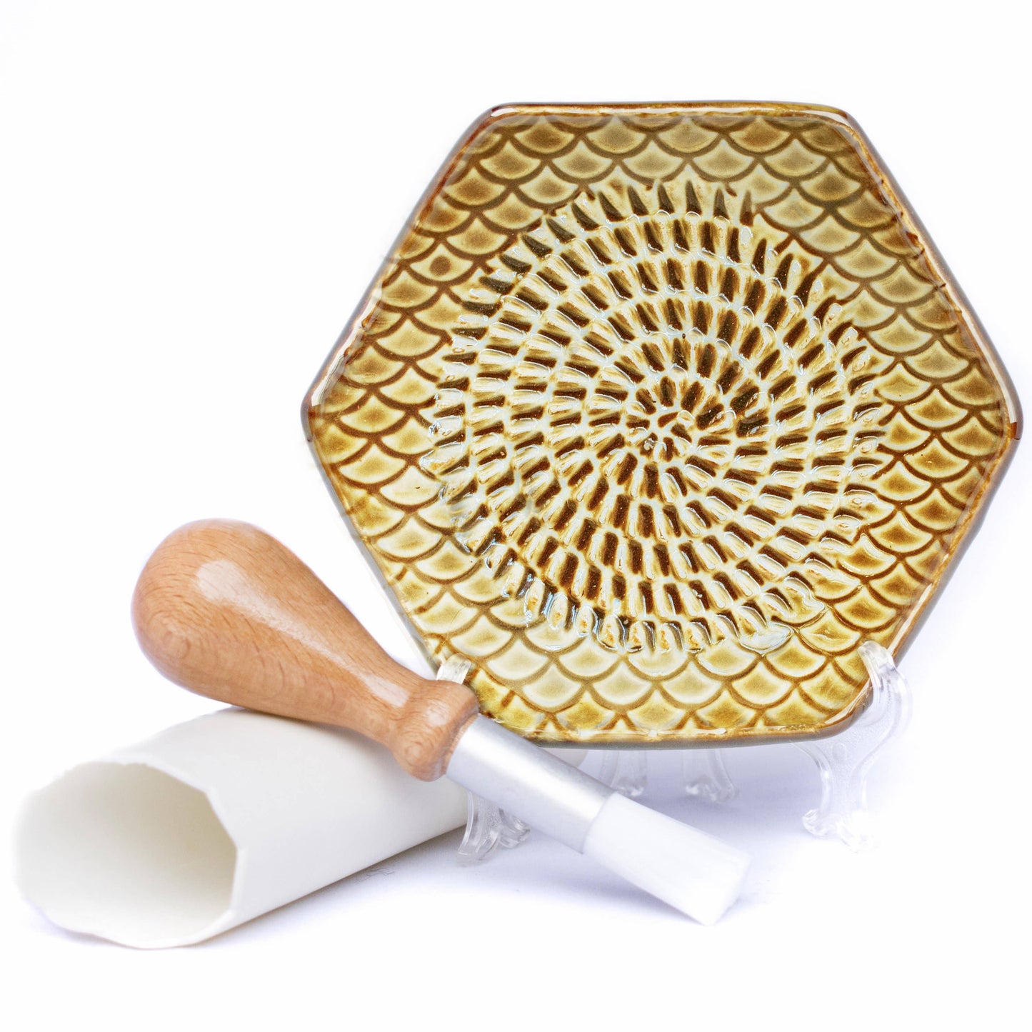 Ceramic Grater Set - Golden Brown- 3 Piece Set