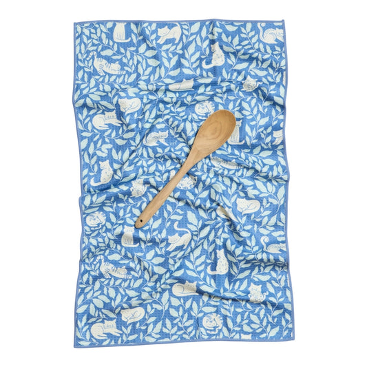 Anywhere Towel - Reversible - Nuthatch Cat Club: Blue
