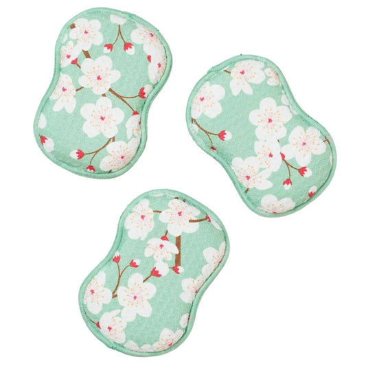 RE:usable Sponges (Set of 3) -  Cherry Blossom: Meadow Green