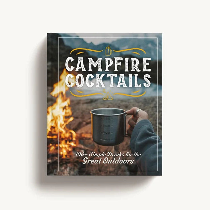 Book titled 'Campfire Cocktails' with a person holding a mug by a campfire on the cover.
