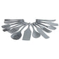 Set of gray kitchen utensils on a white background