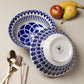 8 Inch Stamped Bowl - Geo Blue