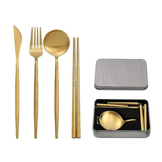 Portable Cutlery Set - Gold - 4 Piece Set