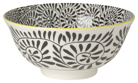6 Inch Stamped Bowl - Black Vines