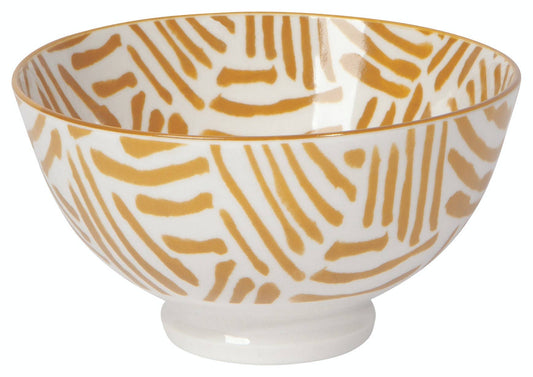 4 Inch Stamped Bowl - Ochre Lines