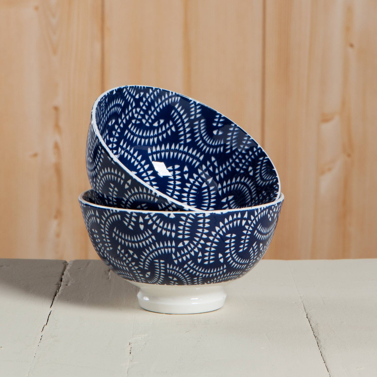 4 Inch Stamped Bowl - Indigo Geo