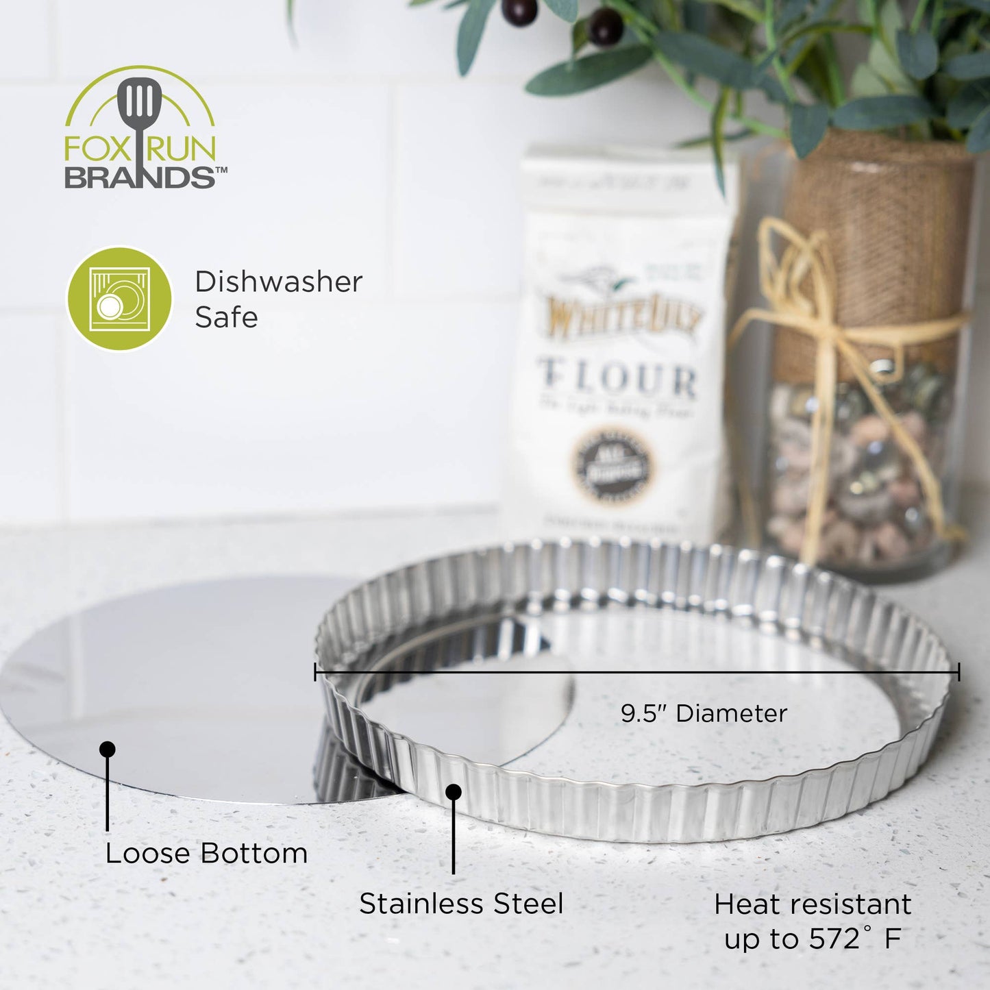 Stainless Steel Tart Pan With Removable Bottom - 9"