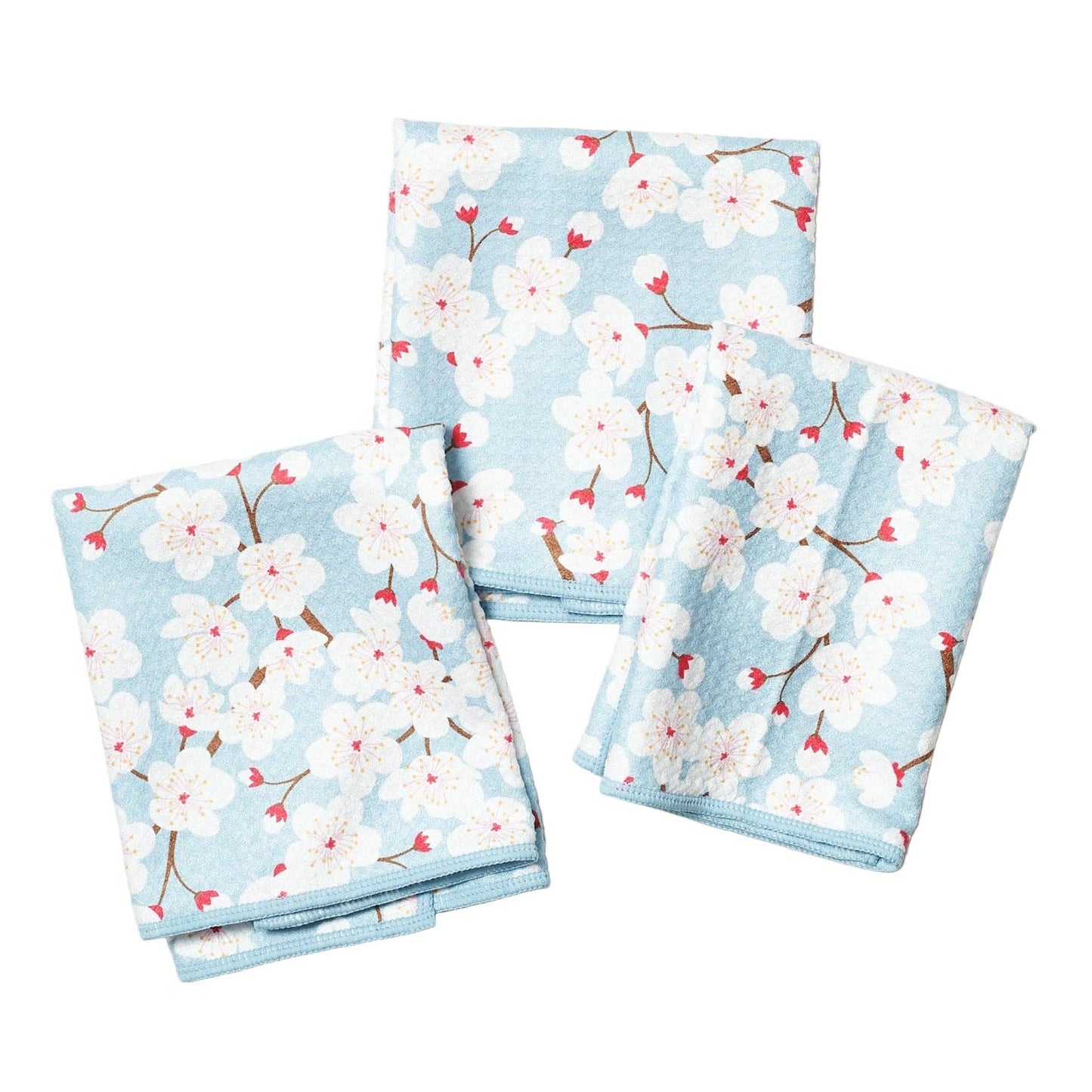 Mighty Mini Towel (Set of 3) Reversible - Cherry Blossom: Meadow Green