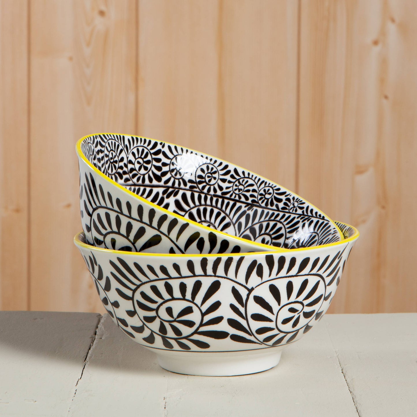 6 Inch Stamped Bowl - Black Vines