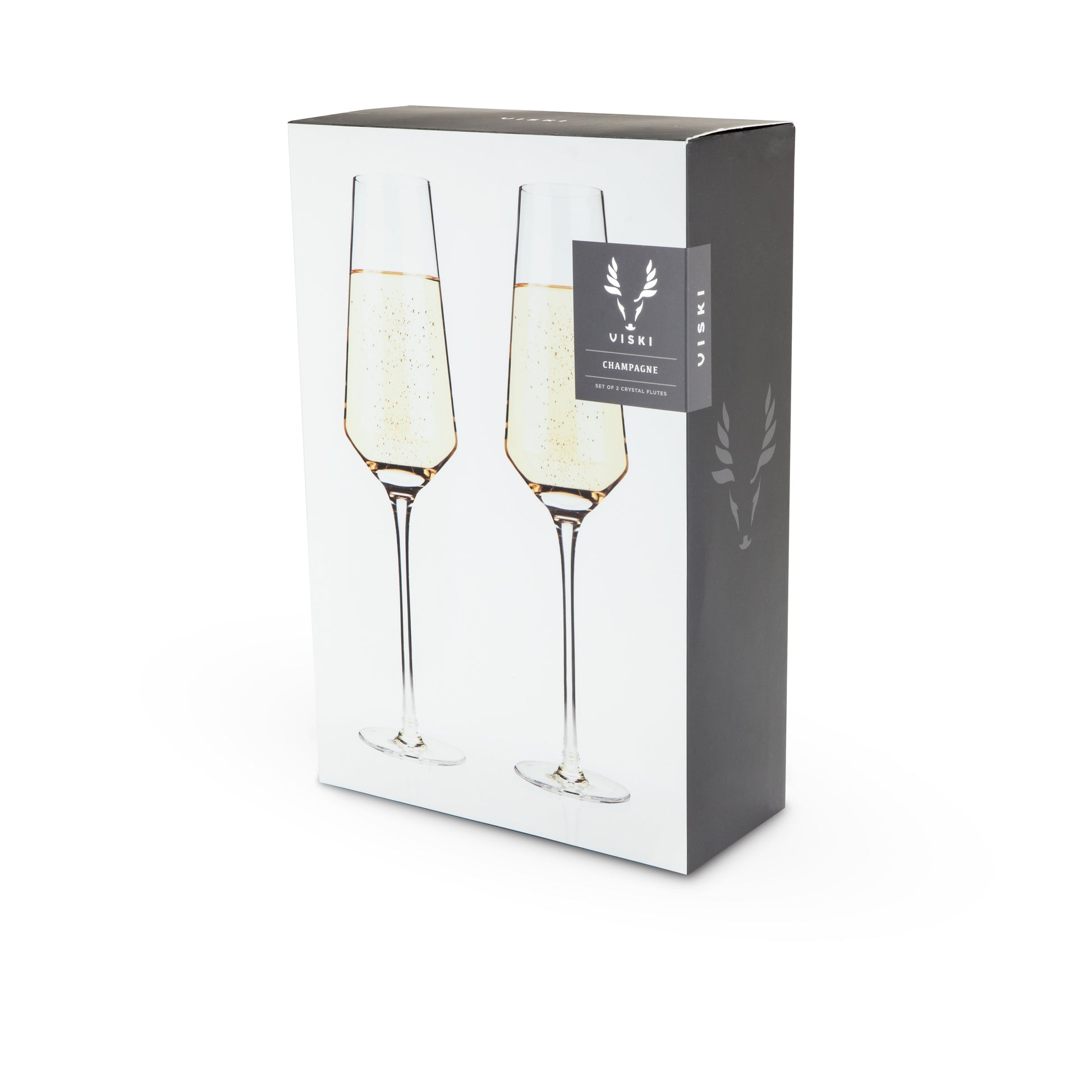 An angled base, faceted diamond design, and perfectly clear crystal give this set of champagne flutes otherworldly sparkle. Add contemporary glam to your Prosecco, champagne cocktails, and mimosas with this stemmed glassware.