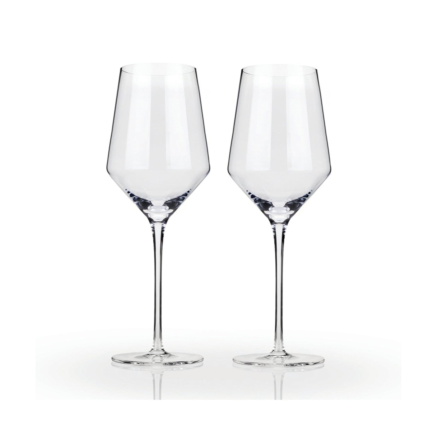 Ideal for rich or crisp white wine, these stemmed wine glasses are crafted from a lead-free crystal glass. This glass offers the most-elegant drinkware experience available. Modern and classy, these glasses are sleek with precise angles. They are perfect for any occasion or the finest of dinner parties. The well-crafted construction results in a pair of wine glasses that will stand the test of time.