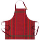 Red apron with green plaid pattern on a white background