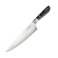 Chef's knife with black handle on a white background