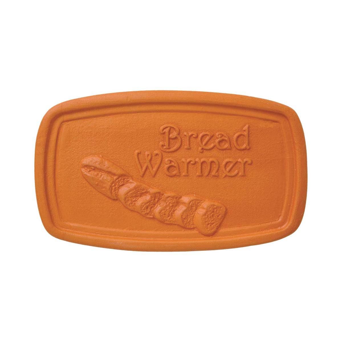 Orange bread warmer with a loaf of bread design on a white background