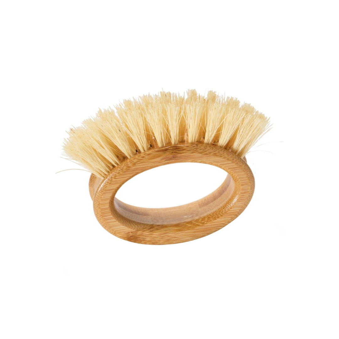 Creative Co-Op Natural Bamboo Dish Brush Round with center looping handle