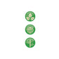 Three green circular icons with nature-themed designs on a white background