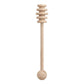 A natural light wood honey dipper with a flared, grooved top and a rounded handle, shown vertically on a plain white background.