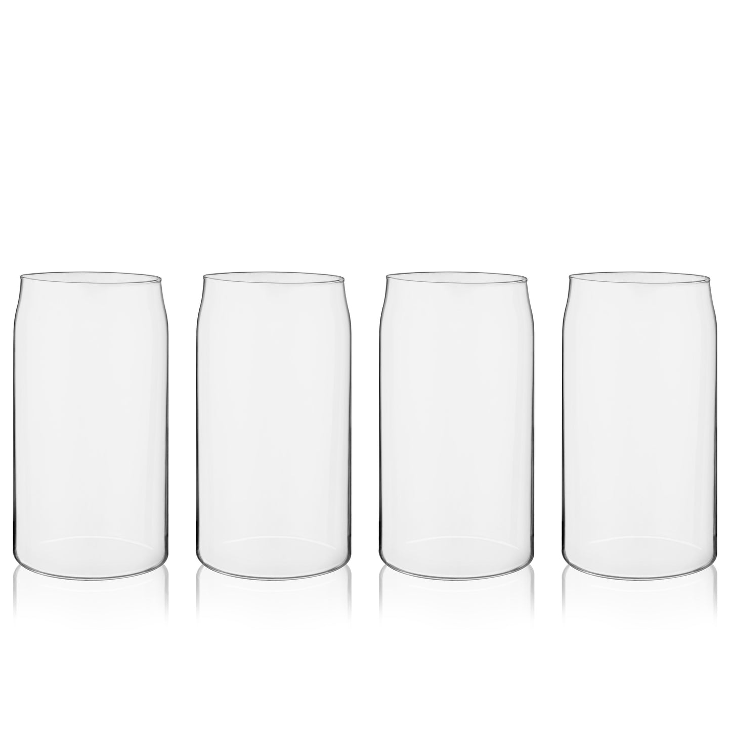Celebrate your love of beer with this versatile beer glass shaped just like a beer can. Its streamlined shape fits maximum beer in minimum space, keeping your beer colder longer, while a tapered lip avoids spillage and holds a perfect layer of head. Holds 16 oz. Clear glass construction.